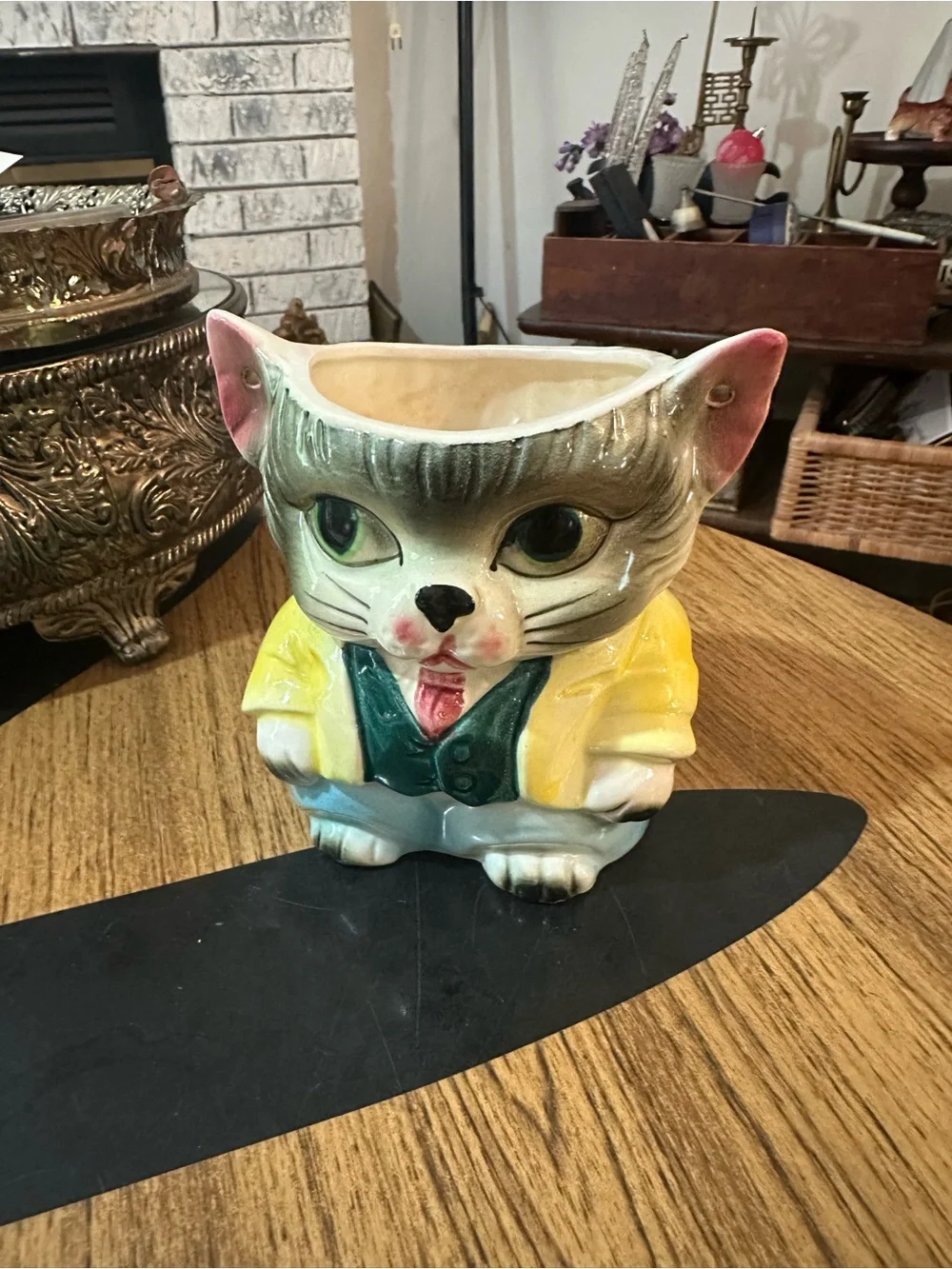 Vintage Ceramic Cat Planter